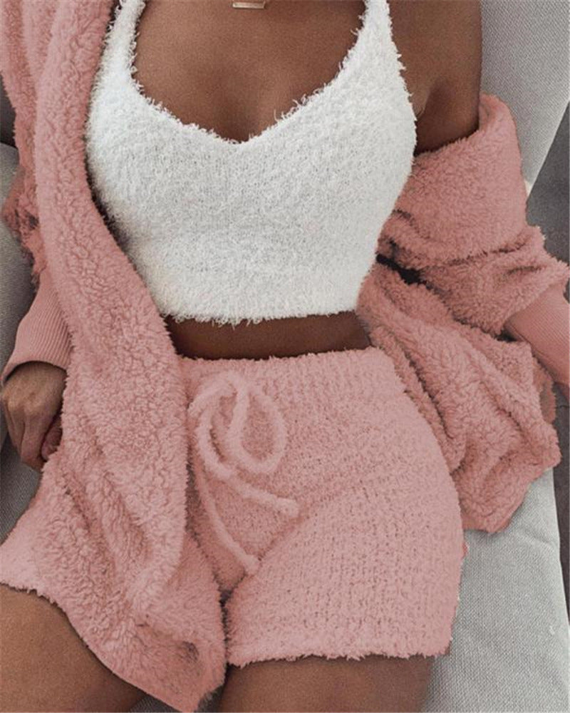 Stay Stylish & Comfy - The Perfect Women’s Long Sleeve Crop Tank Top and Drawstring Shorts Pajama Set