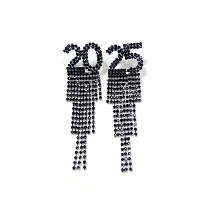 2025 Digital Rhinestone Letter Earrings For New Year Pendant Earrings