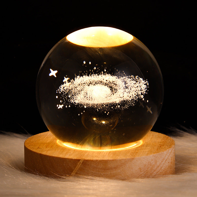 Luminous Starry Sky And Planets Moon Moon Crystal Ball Small Night Lamp