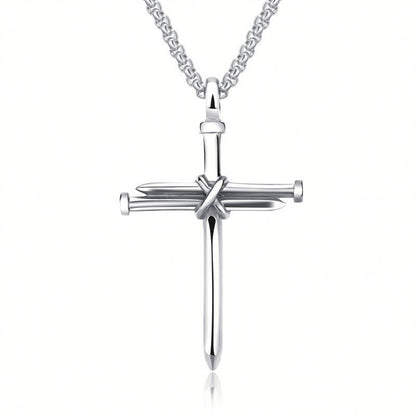 "Gold & Black Cross Pendant Necklace – Stylish Stainless Steel Gift for Men!"