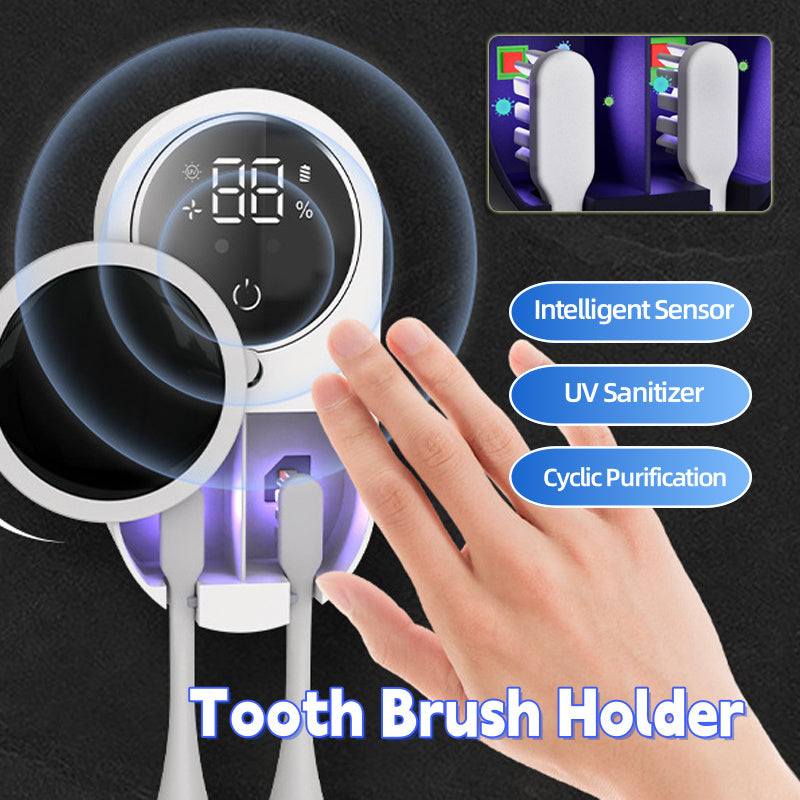 "UV Toothbrush Sanitizer – Portable Holder for Hygiene & Toothpaste Storage!"