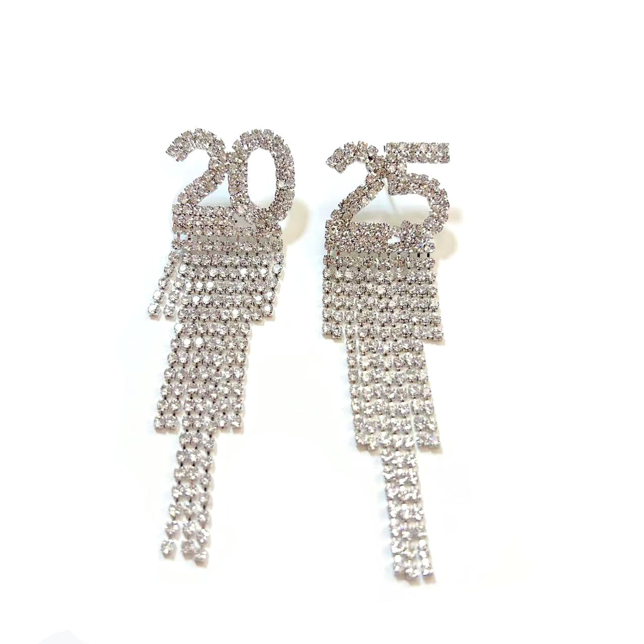 2025 Digital Rhinestone Letter Earrings For New Year Pendant Earrings