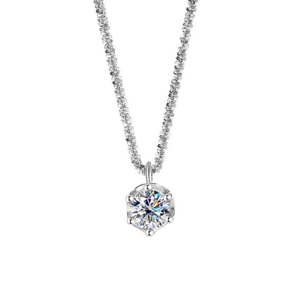 Sterling Silver S925 Simple Moissanite Pendant Valentine's Day Light Luxury Sparkling Necklace