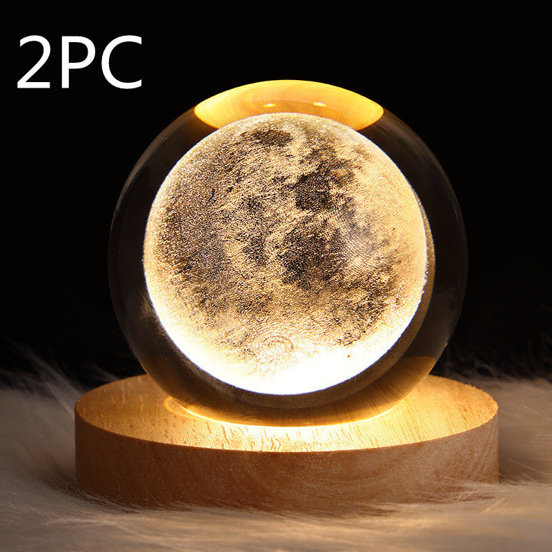 Luminous Starry Sky And Planets Moon Moon Crystal Ball Small Night Lamp