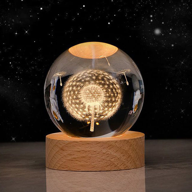 Luminous Starry Sky And Planets Moon Moon Crystal Ball Small Night Lamp