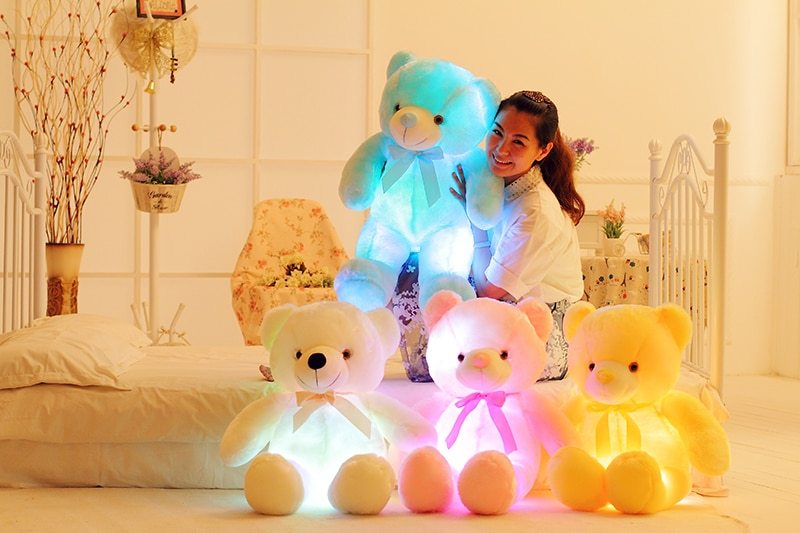 LED Teddy Bear Plush Toy – Glowing Colorful Gift for Kids Pillow