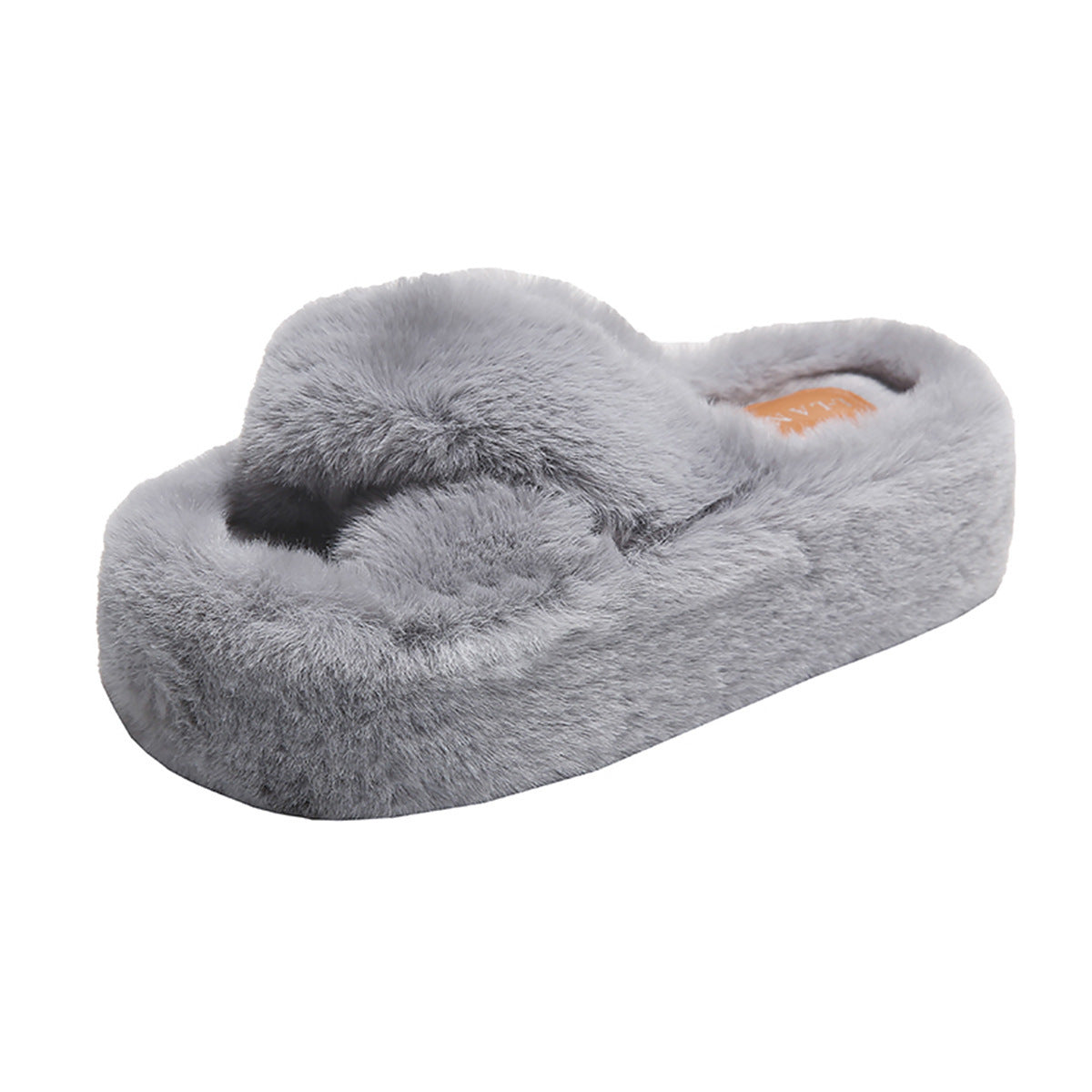 Cross Fluffy Slippers Women's Thickened Warm