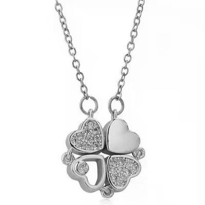 Women's Titanium Steel Folding Clover Necklace