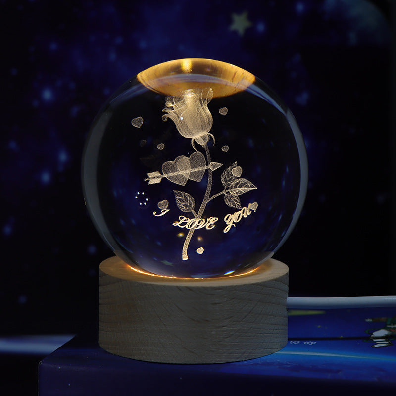 Luminous Starry Sky And Planets Moon Moon Crystal Ball Small Night Lamp