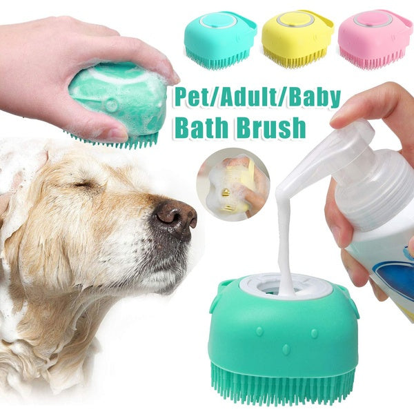 Silicone Dog Bath Brush – Massage Gloves & Shampoo Comb for Pet Grooming