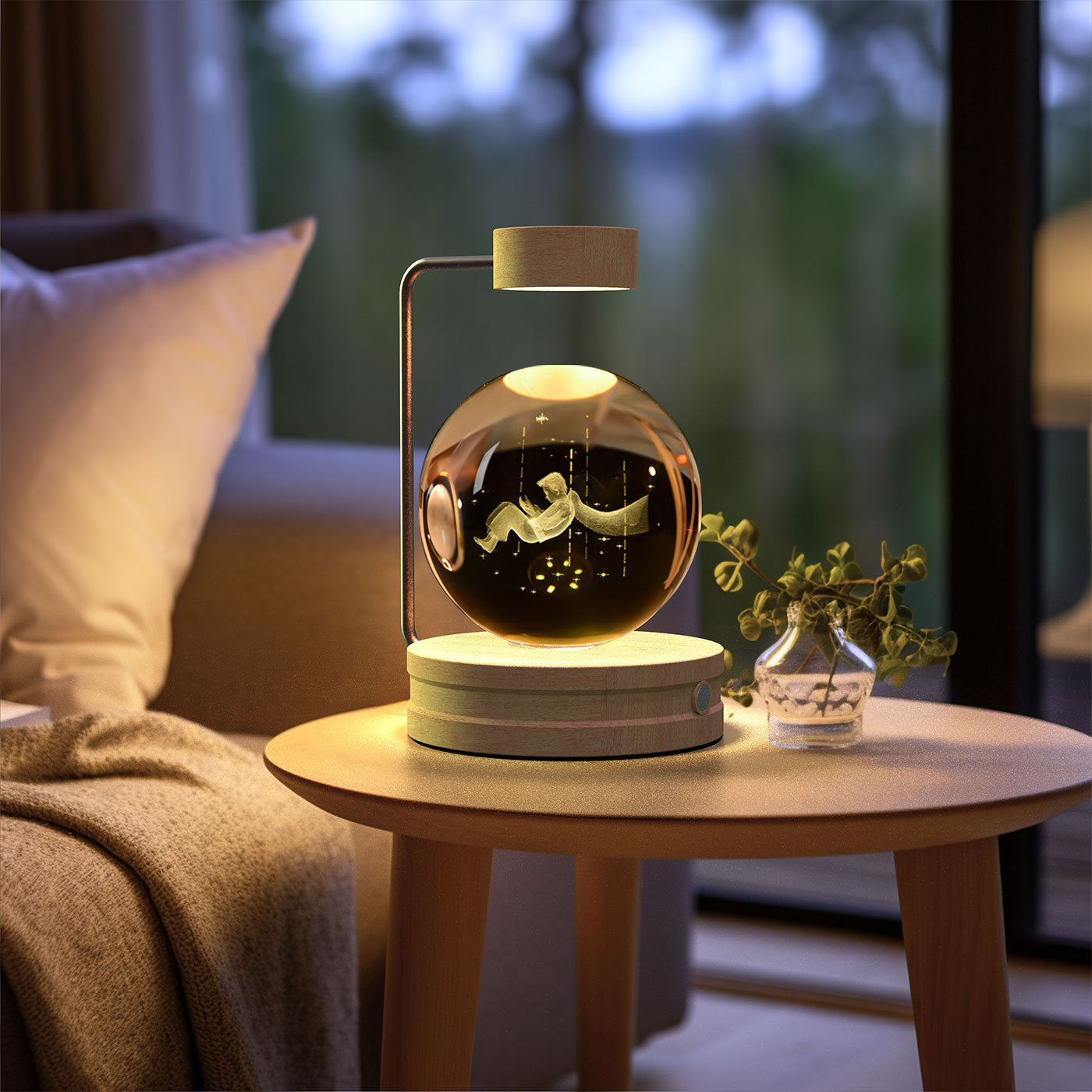 Crystal Ball Cosmic Dinosaur Indoor Night Light USB Power Warm Bedside Light Birthday Gift Night Lamp