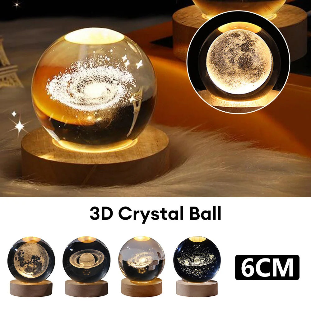 Luminous Starry Sky And Planets Moon Moon Crystal Ball Small Night Lamp