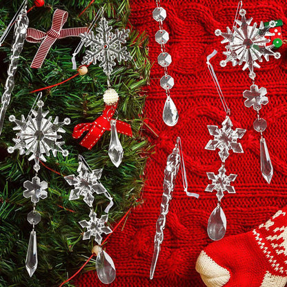 10pcs Acrylic Ice Strip Pendants – Christmas Tree & Ceiling Decor