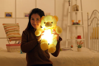 LED Teddy Bear Plush Toy – Glowing Colorful Gift for Kids Pillow