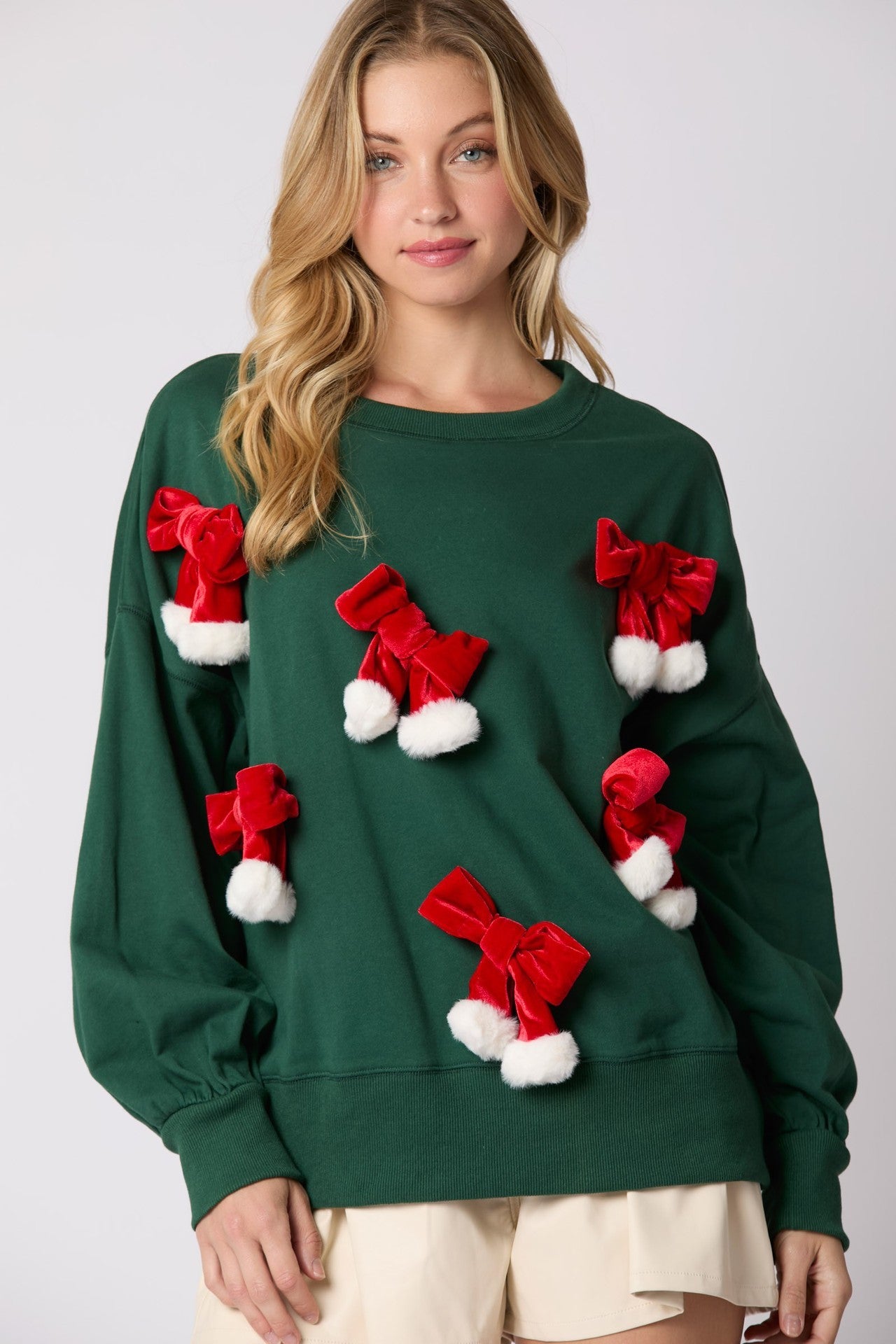 Christmas Bowknot Long Sleeve Sweatshirt