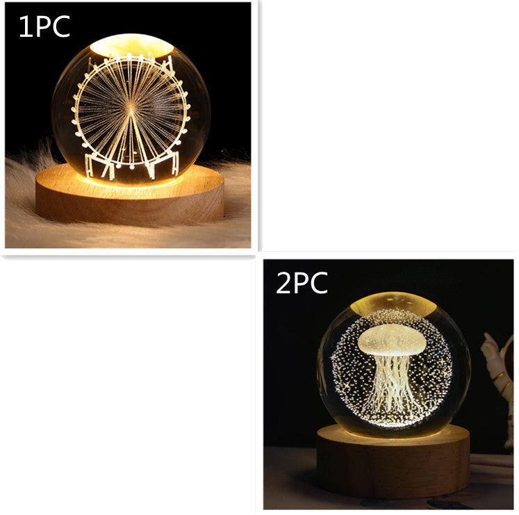 Luminous Starry Sky And Planets Moon Moon Crystal Ball Small Night Lamp