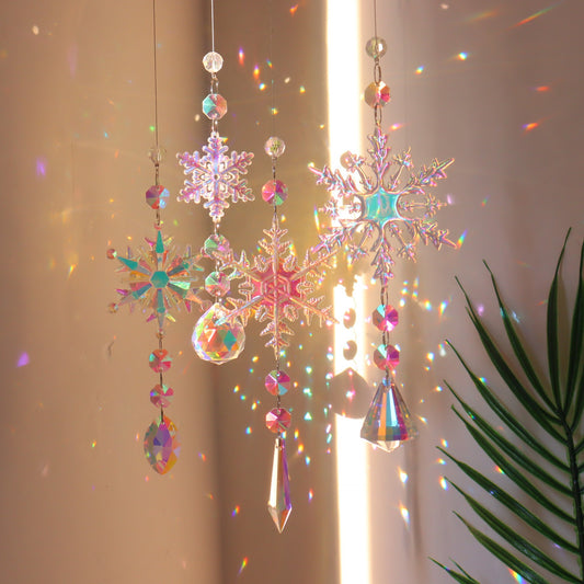 Colorful Snowflake Crystal Sun Catcher – Window & Tree Decor