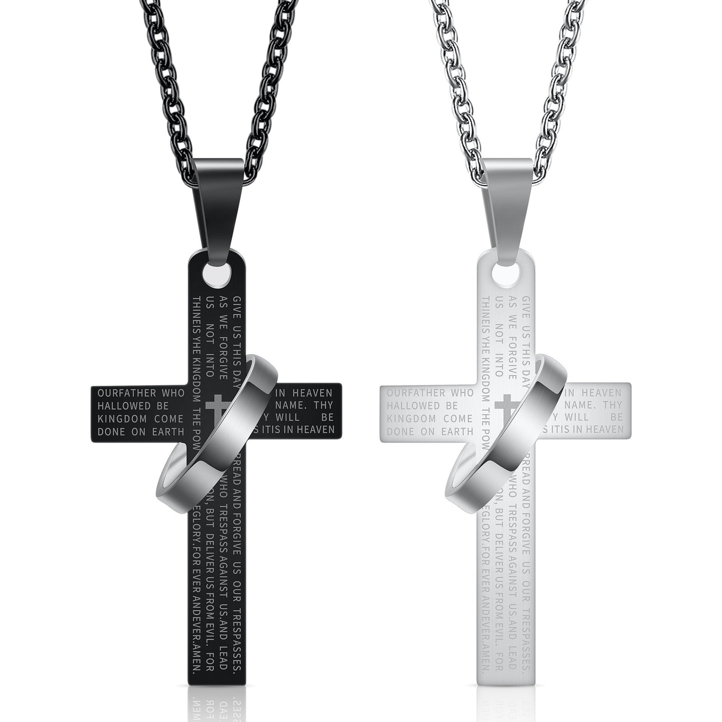 Cross Ring Necklace Stainless Steel