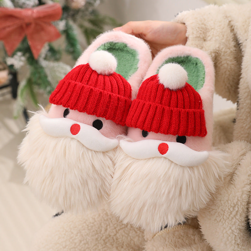 Cute Christmas Santa Claus Plush Slippers – Warm & Non-slip