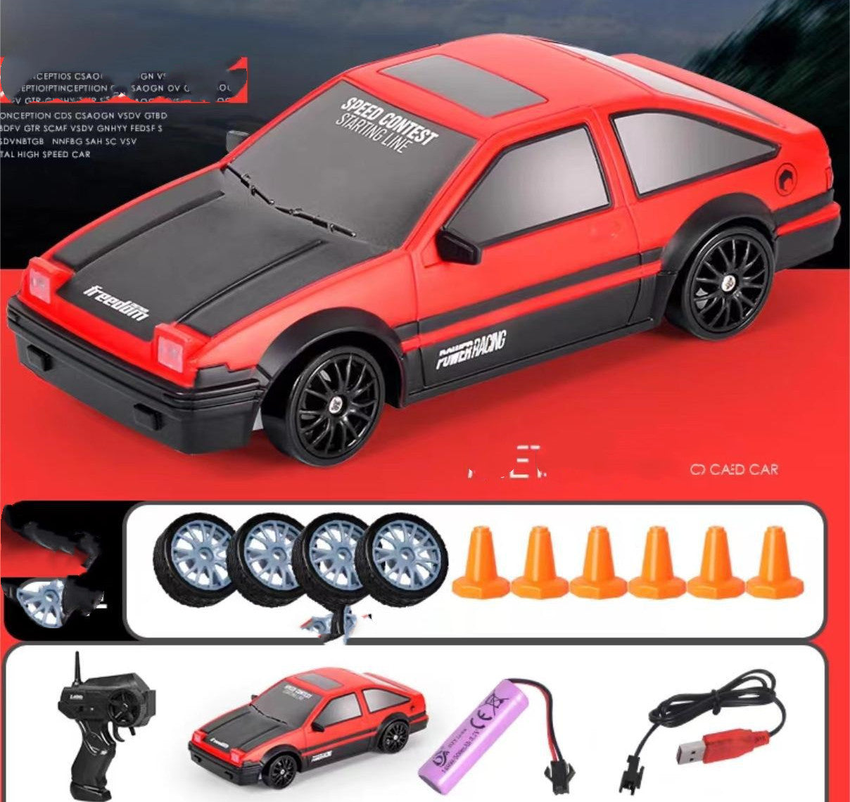 2.4G RC Drift Car – 4WD GTR Model AE86 Racing Toy for Kids' Christmas Gift