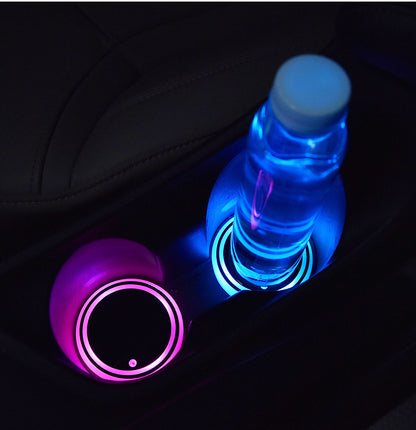 Colorful LED Cup Holder – Solar & USB Charging, Non-Slip Coaster with Ambient Light for Car