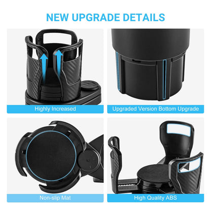 360° Rotatable Car Cup Holder – Bottle, Phone & Sunglasses Organizer