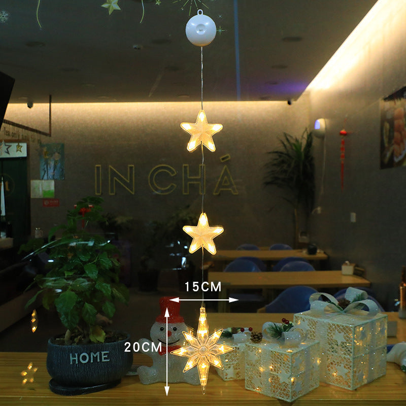 3pcs LED Star Lights – Hanging Window Xmas Decorations