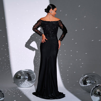 Sequined Bandeau Evening Dress