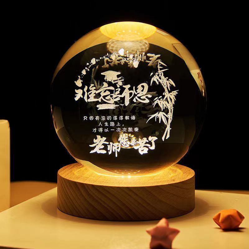 Luminous Starry Sky And Planets Moon Moon Crystal Ball Small Night Lamp