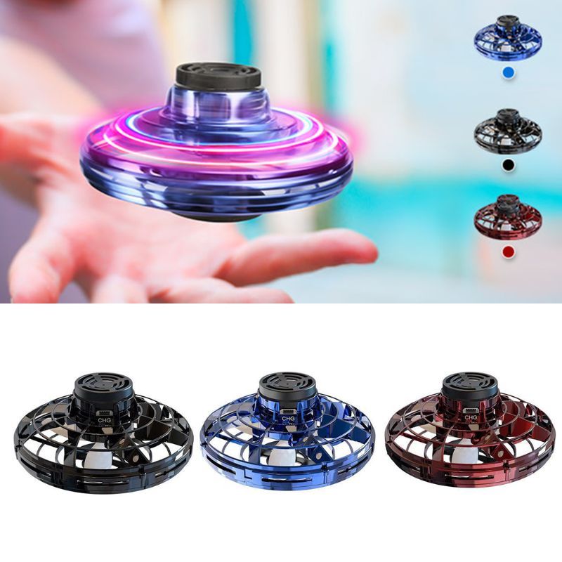 Mini Fingertip Gyro Drone – LED UFO Flying Helicopter Spinner Toy for Kids