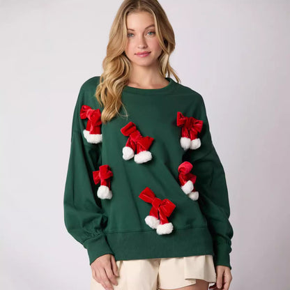 Christmas Bowknot Long Sleeve Sweatshirt