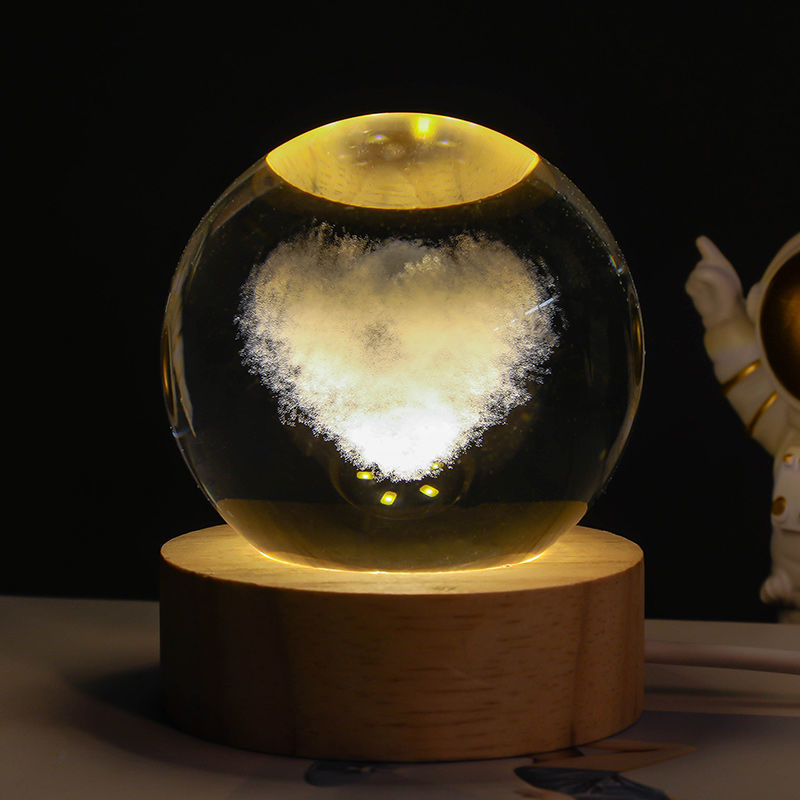 Luminous Starry Sky And Planets Moon Moon Crystal Ball Small Night Lamp