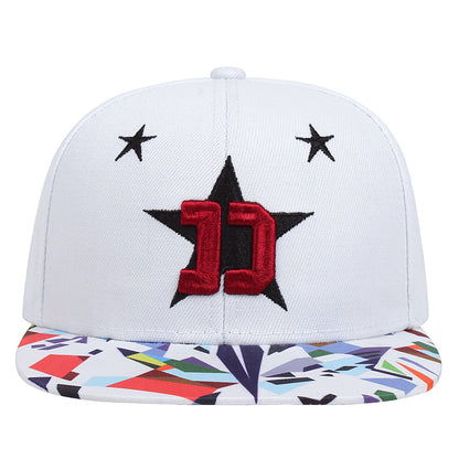 Five-pointed Star Embroidery Outdoor Sun-shade Sun Protection Flat-brimmed Cap