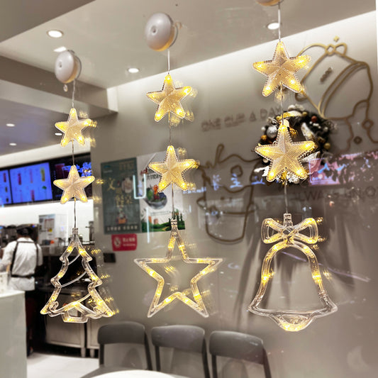 3pcs LED Star Lights – Hanging Window Xmas Decorations