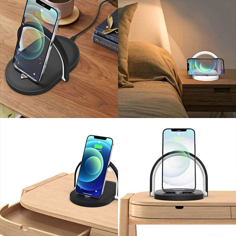 3-in-1 Foldable Wireless Charger & Night Light – 15W Fast Charging Lamp