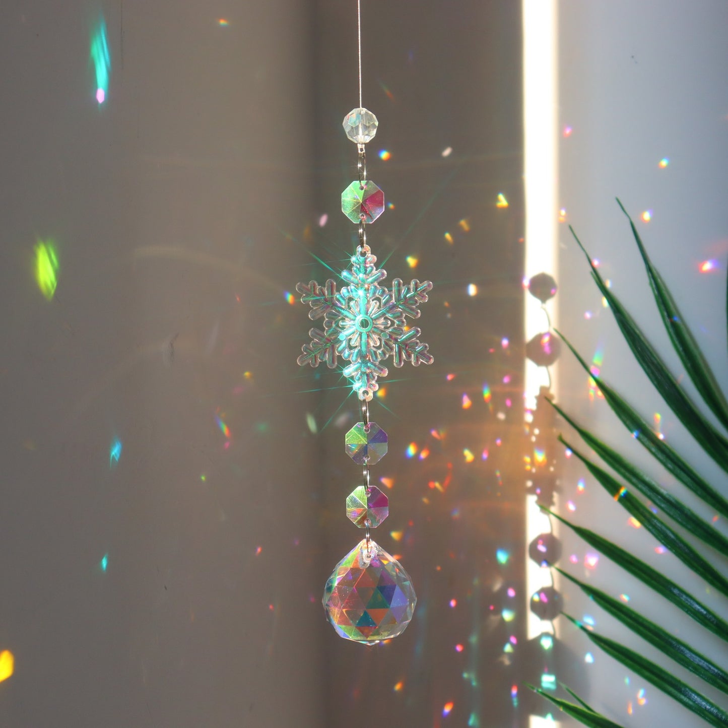 Colorful Snowflake Crystal Sun Catcher – Window & Tree Decor