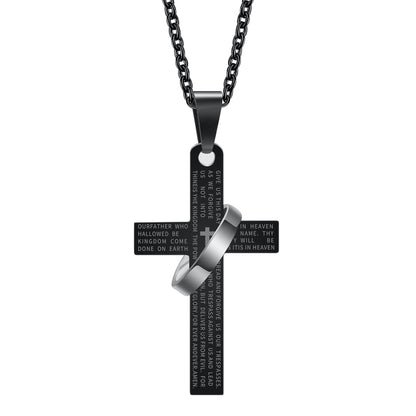 Cross Ring Necklace Stainless Steel