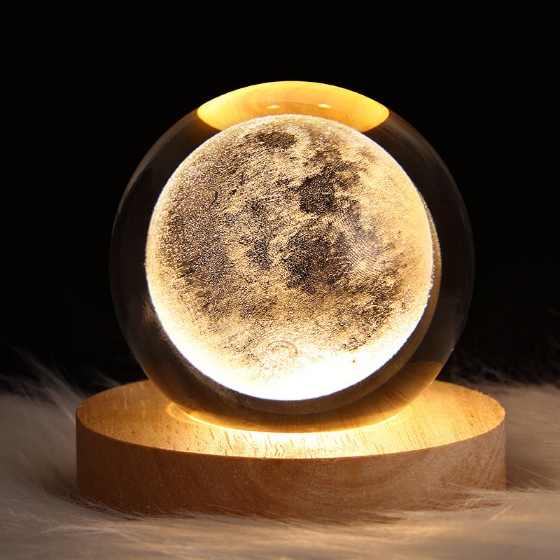 Luminous Starry Sky And Planets Moon Moon Crystal Ball Small Night Lamp