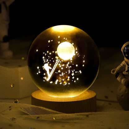 Luminous Starry Sky And Planets Moon Moon Crystal Ball Small Night Lamp