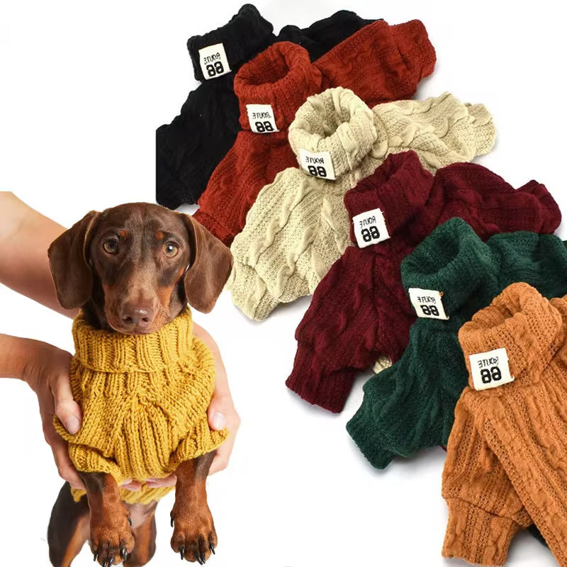 Turtleneck Dog Sweater – Warm Cotton Jacket for Small & Medium Dogs