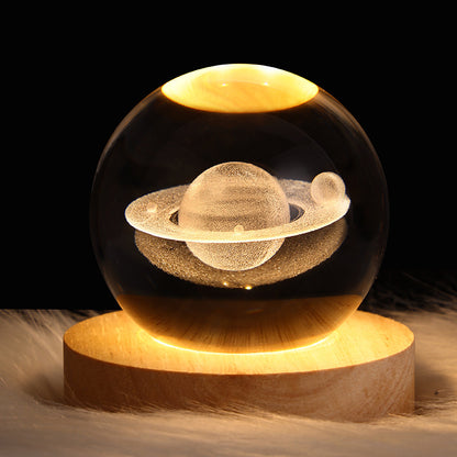 Luminous Starry Sky And Planets Moon Moon Crystal Ball Small Night Lamp