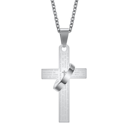 Cross Ring Necklace Stainless Steel