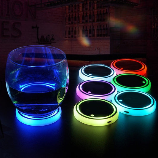 Colorful LED Cup Holder – Solar & USB Charging, Non-Slip Coaster with Ambient Light for Car