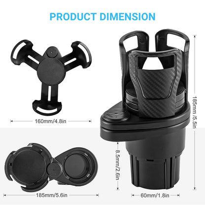 360° Rotatable Car Cup Holder – Bottle, Phone & Sunglasses Organizer