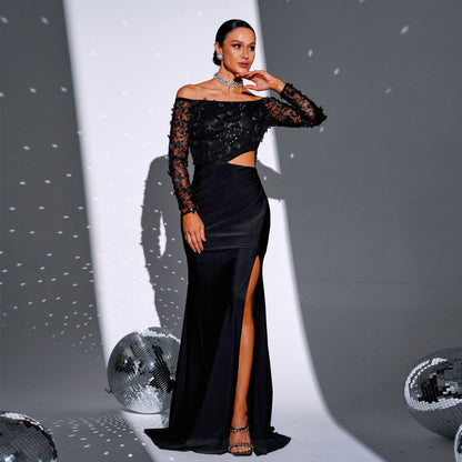 Sequined Bandeau Evening Dress