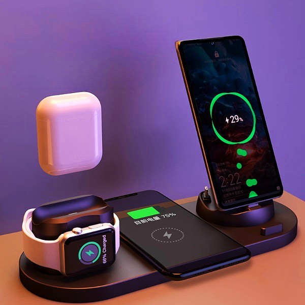 6-in-1 Wireless Charging Dock – Fast Charger for iPhone & Watch